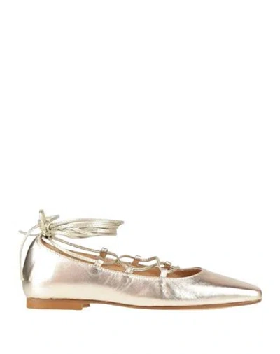Divine Follie Woman Ballet Flats Platinum Size 8 Leather In Silver