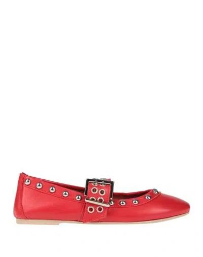 Divine Follie Woman Ballet Flats Red Size 8 Leather