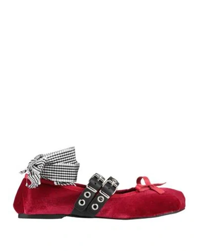 Divine Follie Woman Ballet Flats Red Size 8 Textile Fibers