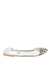 Divine Follie Woman Ballet Flats Silver Size 8 Leather In Silver
