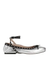 Divine Follie Woman Ballet Flats Silver Size 8 Leather In Silver