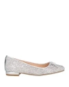 Divine Follie Woman Ballet Flats Silver Size 8 Textile Fibers, Leather