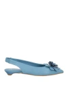 Divine Follie Woman Ballet Flats Slate Blue Size 8 Leather In Blue