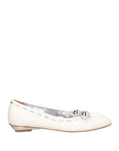 Divine Follie Woman Ballet Flats White Size 8 Leather