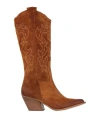 Divine Follie Woman Knee Boots Camel Size 11 Soft Leather In Beige