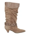 Divine Follie Woman Boot Light Brown Size 8 Leather In Animal Print