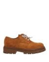 Divine Follie Woman Lace-up Shoes Camel Size 11 Soft Leather In Beige