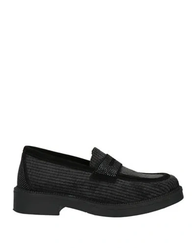 Divine Follie Woman Loafers Black Size 8 Textile Fibers