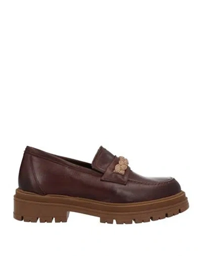 Divine Follie Woman Loafers Brown Size 10 Soft Leather
