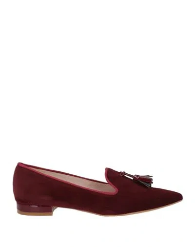 Divine Follie Woman Loafers Burgundy Size 7 Textile Fibers In Red