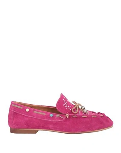 Divine Follie Woman Loafers Fuchsia Size 8 Leather In Pink