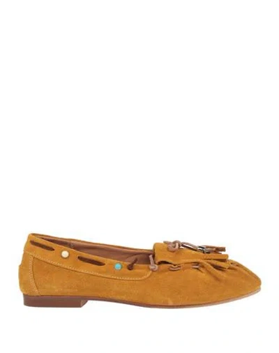 Divine Follie Woman Loafers Mustard Size 8 Leather In Yellow