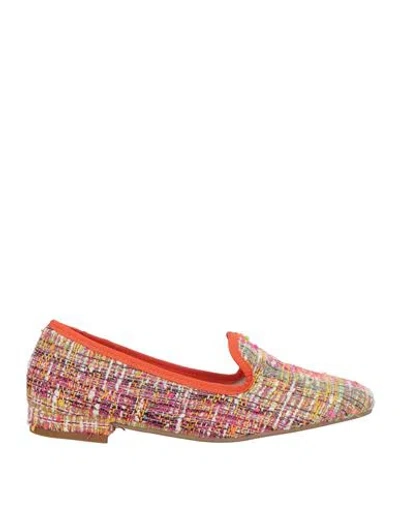 Divine Follie Woman Loafers Orange Size 8 Textile Fibers