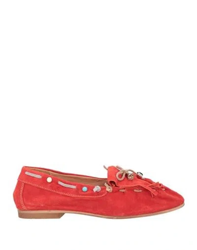 Divine Follie Woman Loafers Tomato Red Size 8 Leather