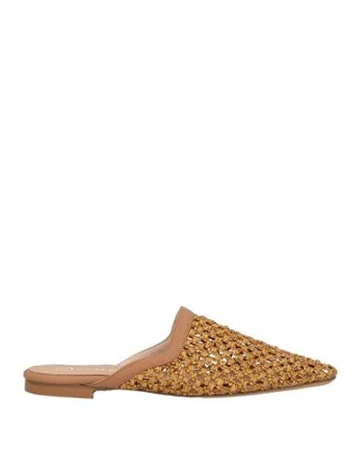 Divine Follie Woman Mules & Clogs Camel Size 8 Textile Fibers In Neutral
