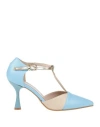 Divine Follie Woman Pumps Azure Size 8 Textile Fibers In Blue