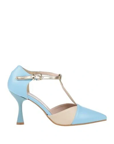 Divine Follie Woman Pumps Azure Size 8 Textile Fibers In Blue