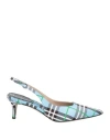 Divine Follie Woman Pumps Azure Size 8 Textile Fibers In Blue