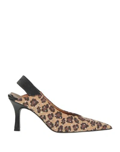 Divine Follie Woman Pumps Beige Size 8 Textile Fibers