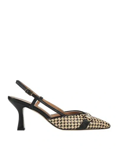 Divine Follie Woman Pumps Black Size 8 Natural Raffia In Multi