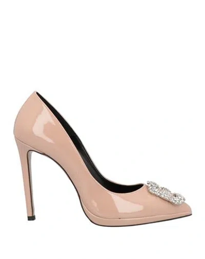 Divine Follie Woman Pumps Blush Size 11 Textile Fibers In Pink