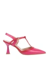 Divine Follie Woman Pumps Fuchsia Size 6 Soft Leather In Pink
