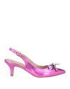 Divine Follie Woman Pumps Fuchsia Size 8 Textile Fibers In Pink