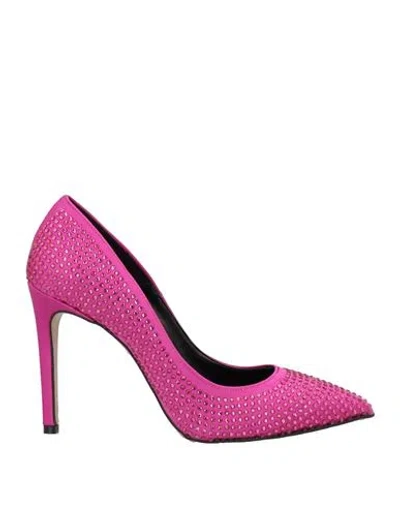 Divine Follie Woman Pumps Fuchsia Size 11 Textile Fibers In Pink