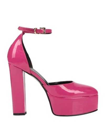 Divine Follie Woman Pumps Fuchsia Size 11 Textile Fibers In Pink