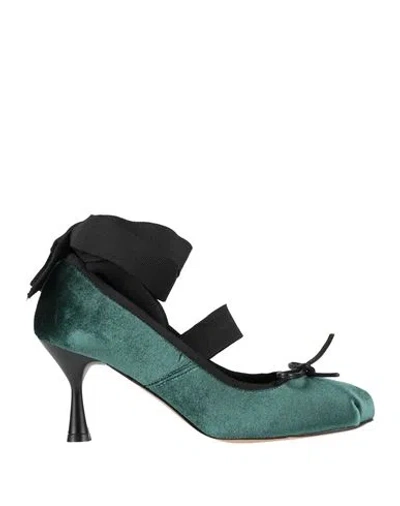 Divine Follie Woman Pumps Green Size 8 Textile Fibers