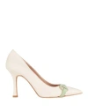 Divine Follie Woman Pumps Ivory Size 8 Textile Fibers In White