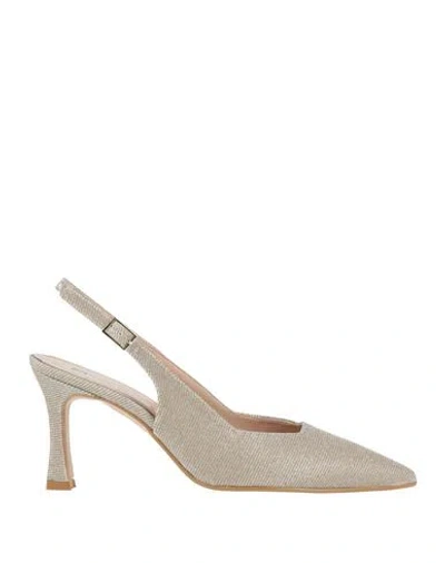 Divine Follie Woman Pumps Platinum Size 8 Textile Fibers In Neutral