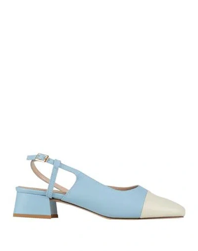 Divine Follie Woman Pumps Sky Blue Size 8 Leather