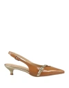 Divine Follie Woman Pumps Tan Size 8 Textile Fibers In Brown