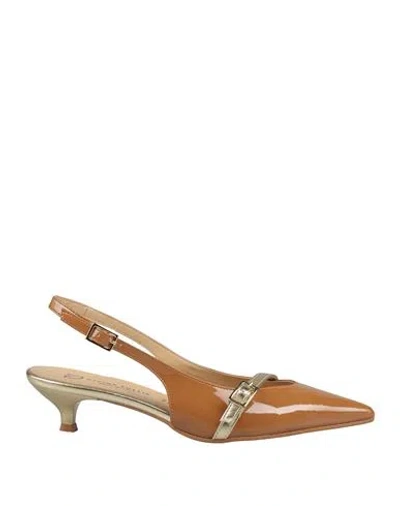 Divine Follie Woman Pumps Tan Size 8 Textile Fibers In Brown