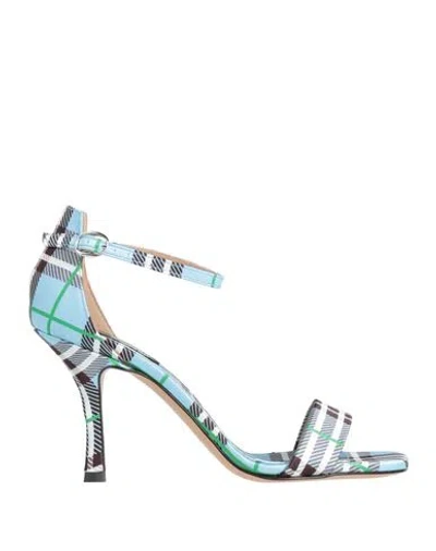 Divine Follie Woman Sandals Azure Size 8 Textile Fibers In Blue