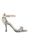 Divine Follie Woman Sandals Beige Size 8 Textile Fibers In Beige