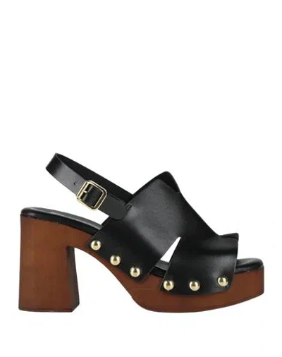 Divine Follie Woman Sandals Black Size 7 Leather