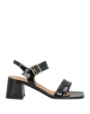 Divine Follie Woman Sandals Black Size 8 Leather In Black