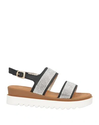 Divine Follie Woman Sandals Black Size 7 Leather