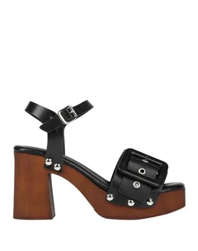Divine Follie Woman Sandals Black Size 8 Leather