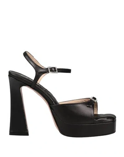 Divine Follie Woman Sandals Black Size 8 Leather