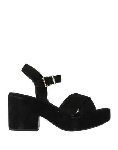 Divine Follie Woman Sandals Black Size 8 Leather