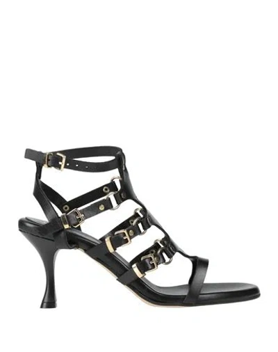 Divine Follie Woman Sandals Black Size 8 Leather