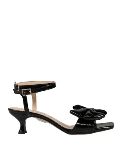 Divine Follie Woman Sandals Black Size 8 Textile Fibers