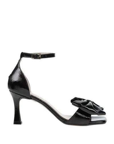 Divine Follie Woman Sandals Black Size 8 Textile Fibers