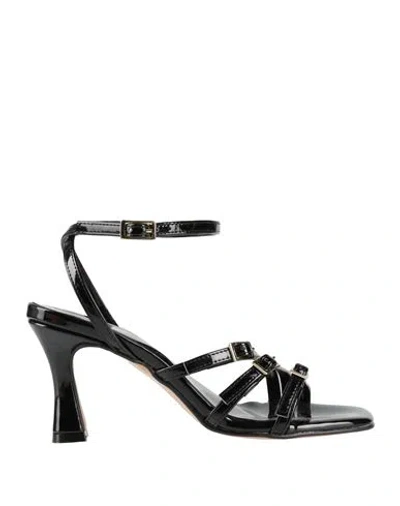 Divine Follie Woman Sandals Black Size 8 Textile Fibers