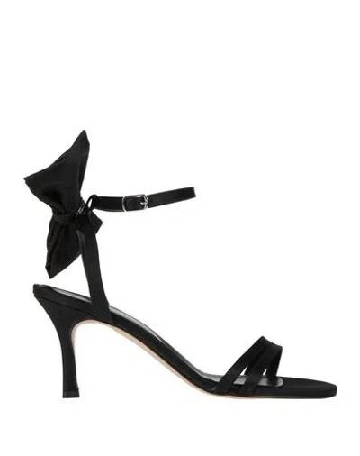 Divine Follie Woman Sandals Black Size 8 Textile Fibers