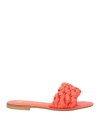 Divine Follie Woman Sandals Coral Size 8 Textile Fibers In Red