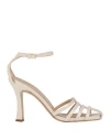 Divine Follie Woman Sandals Cream Size 8 Textile Fibers In White